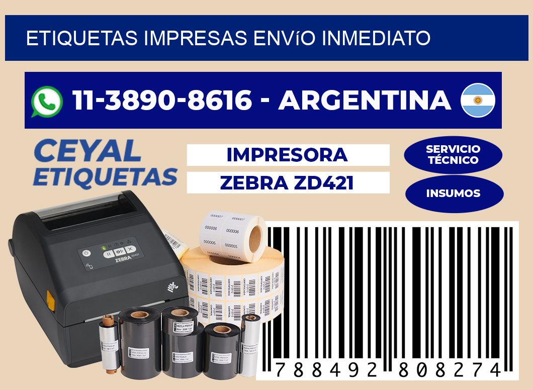 etiquetas impresas Envío inmediato