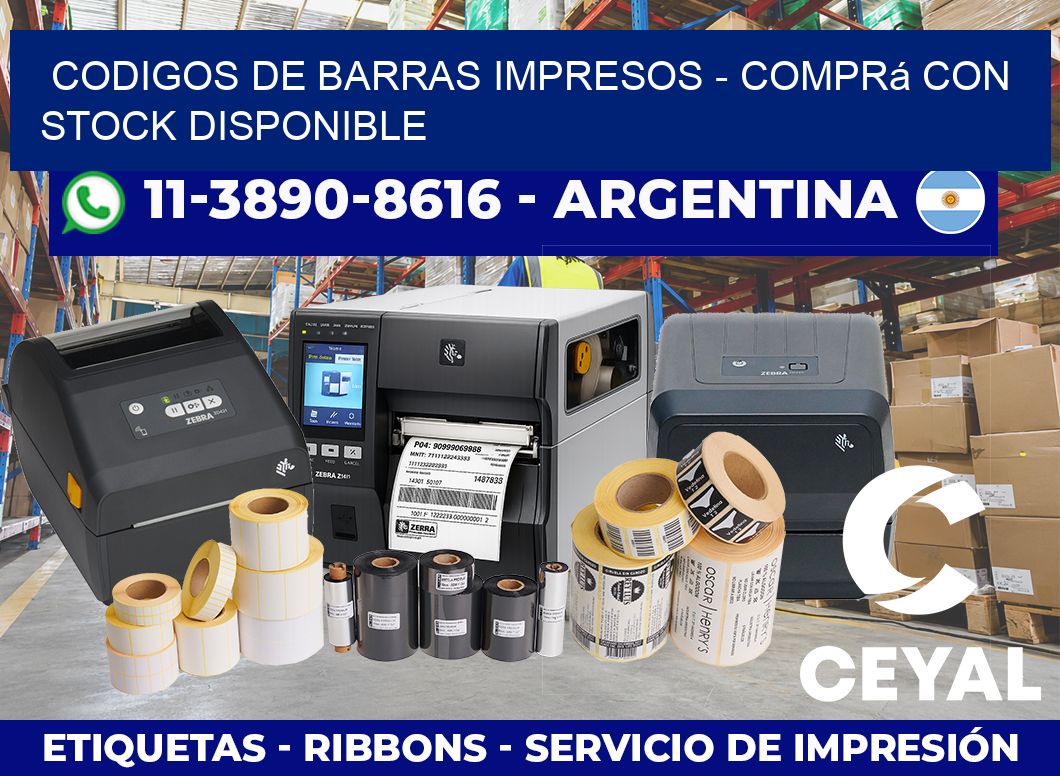 CODIGOS DE BARRAS IMPRESOS – Comprá con stock disponible