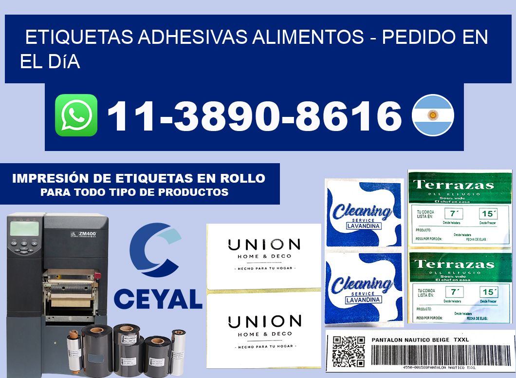 ETIQUETAS ADHESIVAS ALIMENTOS - Pedido en el día