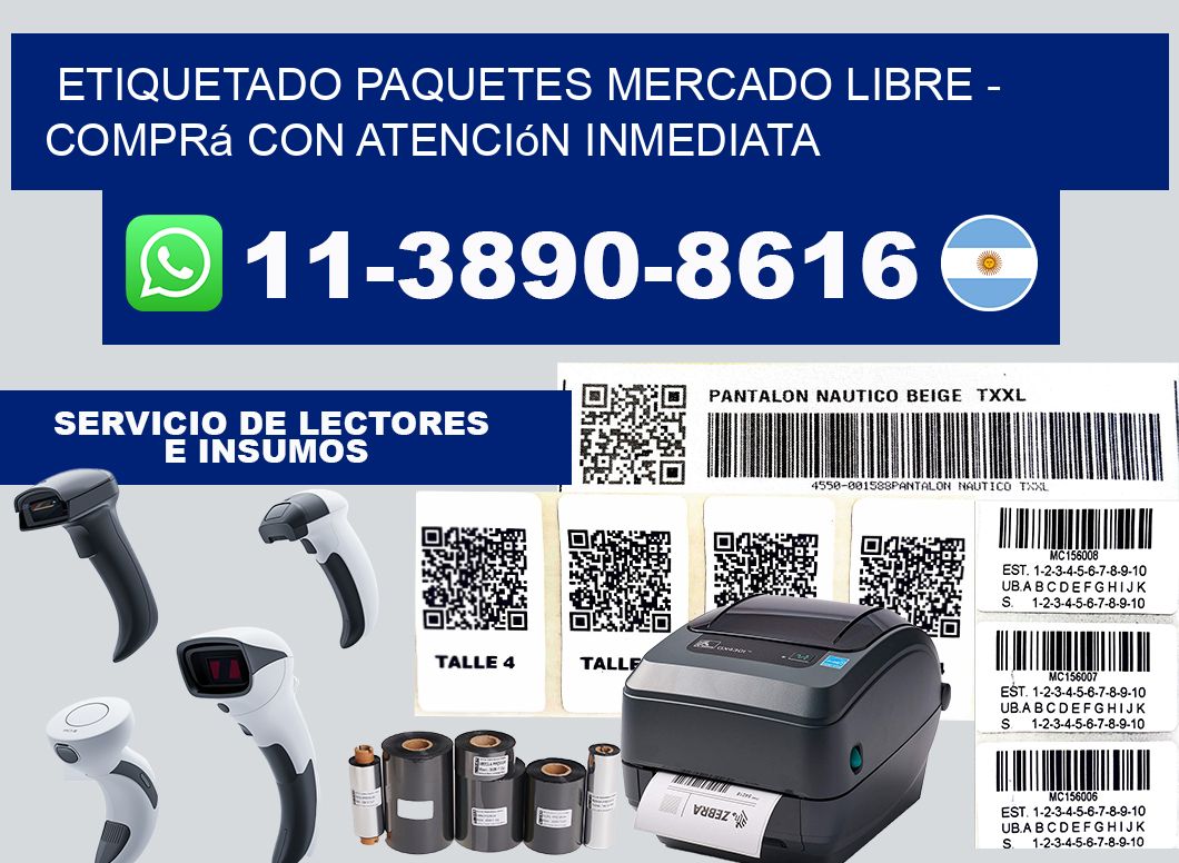 etiquetado paquetes mercado libre - Comprá con atención inmediata